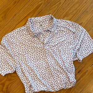Southern Proper White Shirt with Red and Blue Pattern